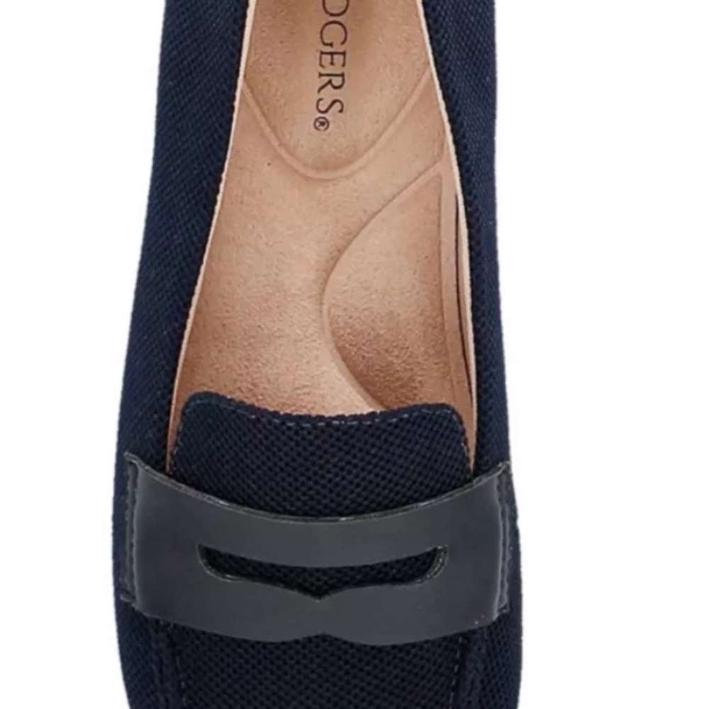 Kim Rogers Dark Blue Textured Loafers